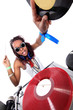 cool afro american DJ in action isolated on white