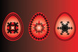 easter red eggs illustration with black pattern details