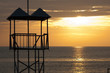 Lifeguard station at the sunset