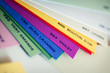 Color paper samples in various