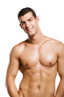 Healthy muscular young man. Isolated on white background.