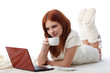 Photo: .Young woman with a laptop. .Young woman with a laptop.
