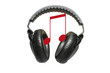 Black professional headphones and music isolated on white