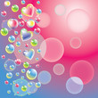 Romantic background with color bubbles and hearts Romantic background with color bubbles and hearts