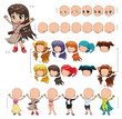 Avatar girl, vector illustration, isolated objects.
