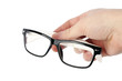 Hand with glasses on a white background isolated