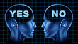conflict different point of views disagreement human heads