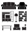 living room objects, furniture and equipment