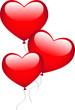 Trois ballons en forme de coeur