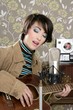 retro woman musician guitar player vintage retro woman musician guitar player vintage