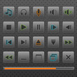 Player web buttons and music controls icons, set. 4 colors