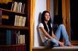 woman on window