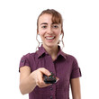 Woman with a remote control