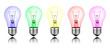 Different New Ideas - Row of Colored Lightbulbs Isolated