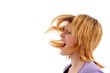 young crying angry beauty (white background)