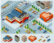 Vektor: Mall and Grocery center Isometric Mall and Grocery center Isometric