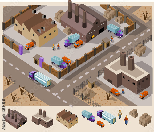 Vector: Factory Area Isometric Vector Factory Area Isometric Vector