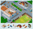 Vektor: School environment Isometric Vector School environment Isometric Vector