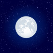 Moon on starry sky