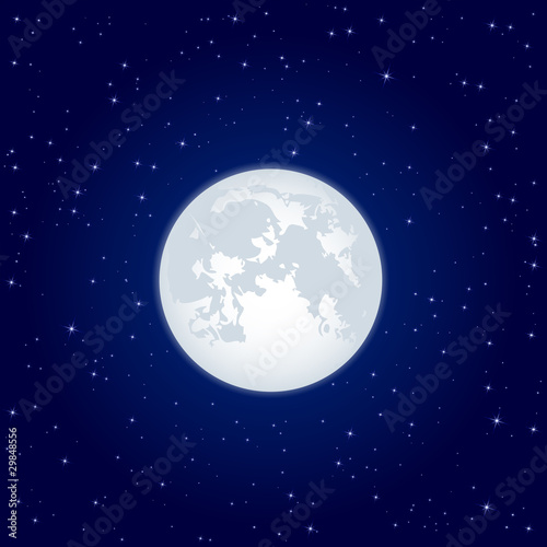 Vector: Moon on starry sky Moon on starry sky