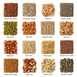Oil seeds and nuts with titels collection