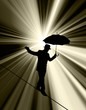 Walking tightrope silhouette