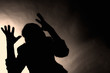 Silhouette of depressed man