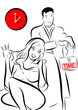 croquis femme téléphone et homme montre l'heure croquis femme téléphone et homme montre l'heure