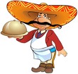 Mexican waiter with a tray.