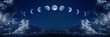Nine phases of the full growth cycle of the moon