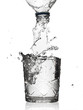 Water pouring in a glass isolated.