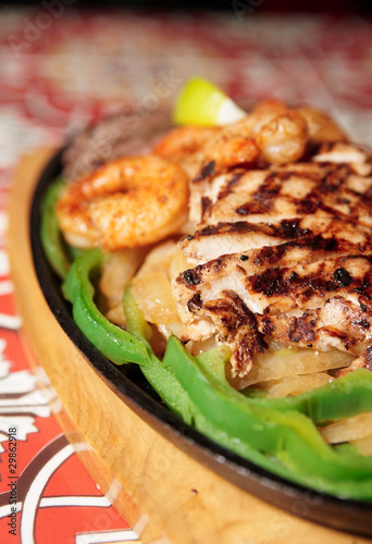 Photo: Fajitas in metal pan Fajitas in metal pan
