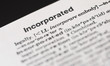 Closeup of the word Incorporated