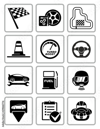 Vector: Vector racing equipment icons set. Vector racing equipment icons set.