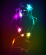 Hand-drawn fashion model from a neon. Vector illustration. A lig