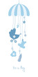 Baby Card Mobile Symbols Boy Blue