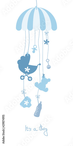 Vektor: Baby Card Mobile Symbols Boy Blue Baby Card Mobile Symbols Boy Blue
