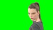 Woman with greenscreen and alpha matte