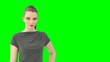 Woman with greenscreen and alpha matte