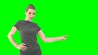 Woman with greenscreen and alpha matte