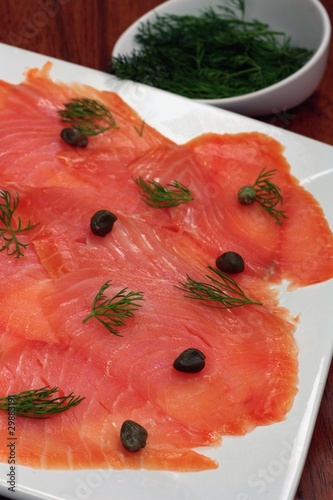 Photo: Close-up of smoked salmon Close-up of smoked salmon