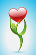 green figure is dancying with a heart