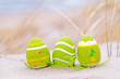 Easter decorated eggs on sand