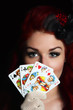 Lady with playing cards Lady with playing cards