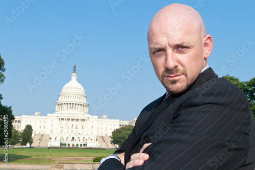 Photo: Powerful Caucasian Man Suit Arms Crossed US Powerful Caucasian Man Suit Arms Crossed US