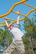 boy on monkey bars