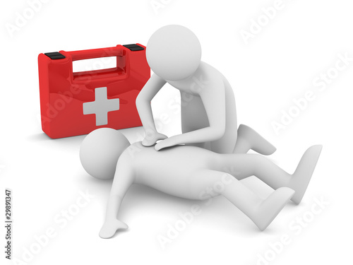 Illustration: First aid. Artificial breath. Isolated 3D image First aid. Artificial breath. Isolated 3D image