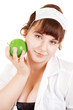 Bright picture of lovely nurse with green apple