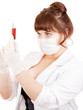 Bright picture of lovely nurse taking blood