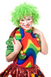 Portrait of cheerful female clown